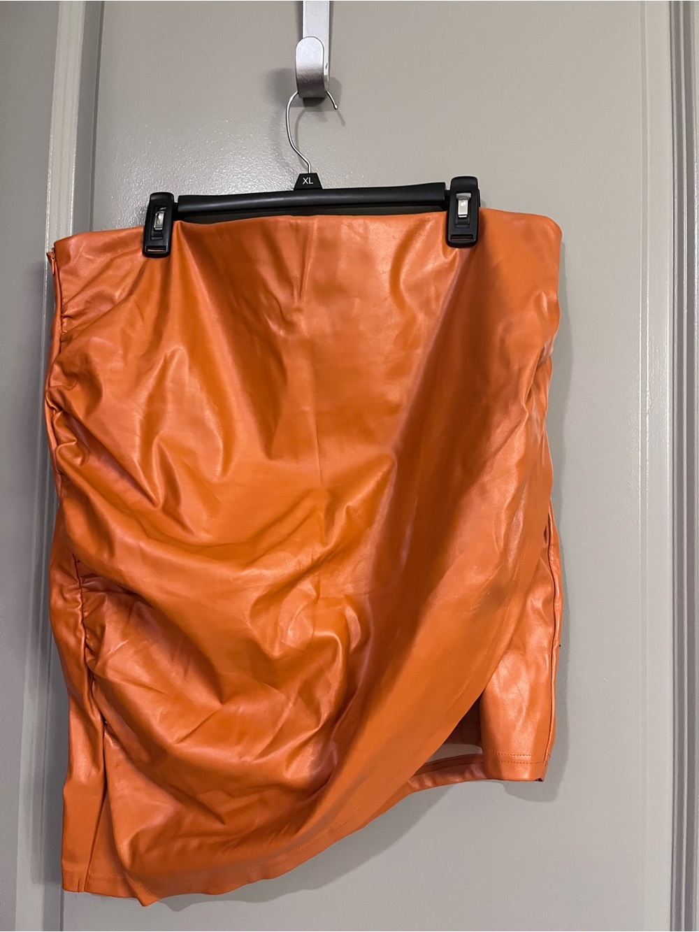 SHEIN Orange Faux Leather Mini Skirt